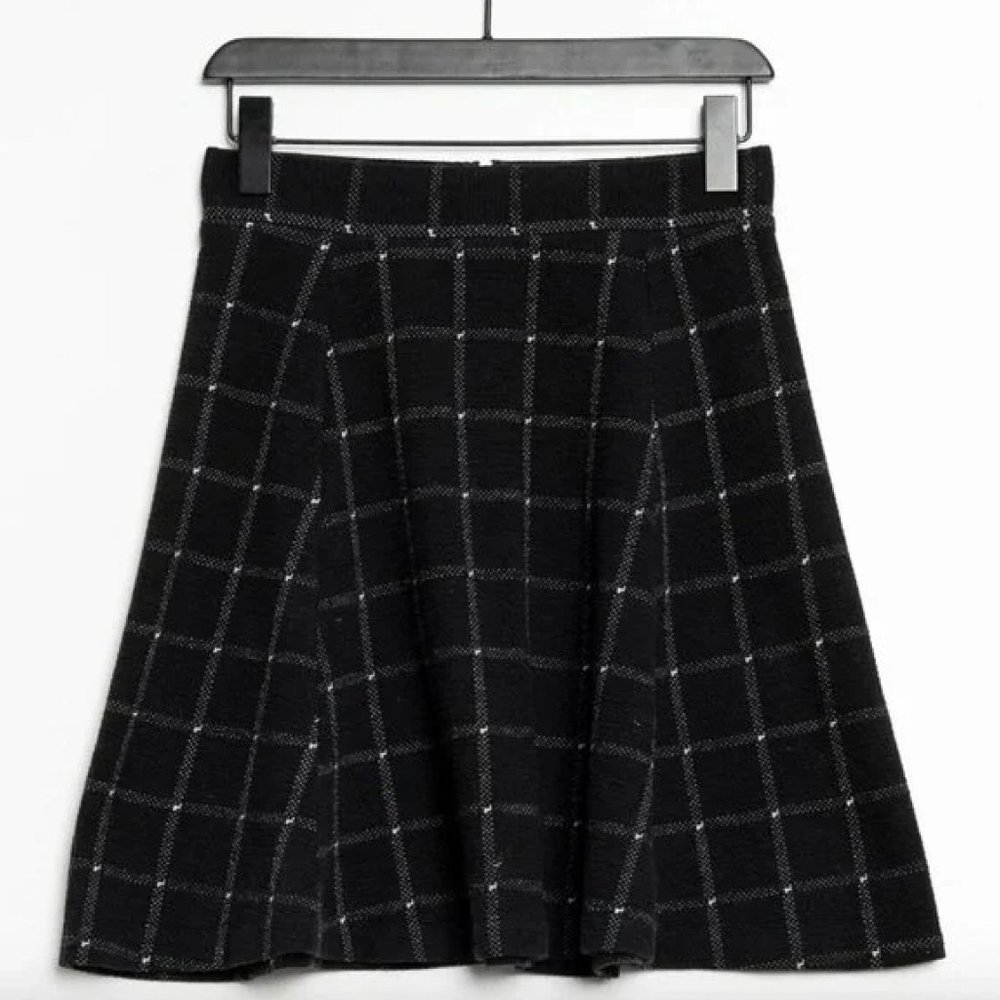 Benetton Black Plaid Skirt